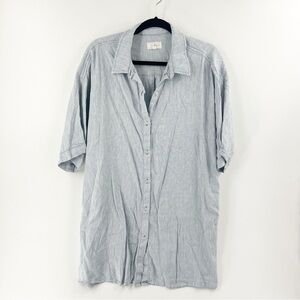 ✅ LOU & GREY LINEN BLEND BLUE/WHITE SHORT SLEEVE TUNIC/SHIRT SIZE‎ LARGE